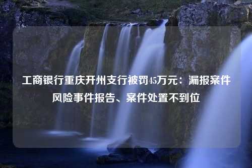 工商银行重庆开州支行被罚45万元：漏报案件风险事件报告、案件处置不到位