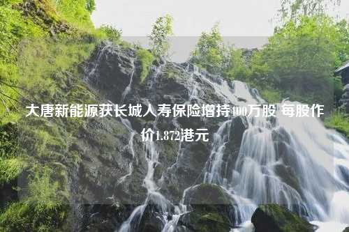 大唐新能源获长城人寿保险增持400万股 每股作价1.872港元