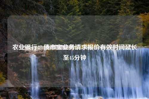 农业银行：债市宝业务请求报价有效时间延长至45分钟